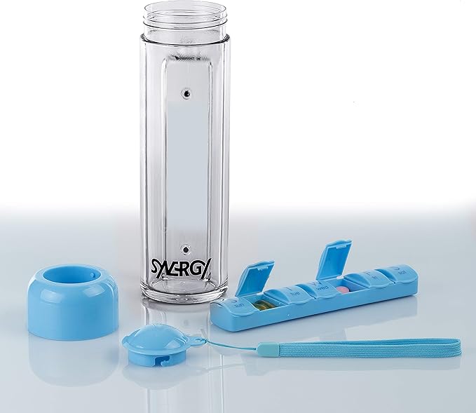 Portable 400ml Water Bottle with Built-in Weekly Pill Organizer – Perfect for Sports, Office & Travel