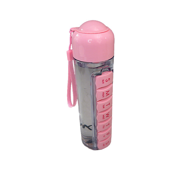 Portable 400ml Water Bottle with Built-in Weekly Pill Organizer – Perfect for Sports, Office & Travel