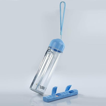 Portable 400ml Water Bottle with Built-in Weekly Pill Organizer – Perfect for Sports, Office & Travel