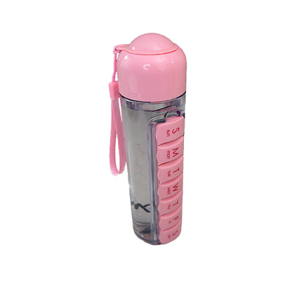 Portable 400ml Water Bottle with Built-in Weekly Pill Organizer – Perfect for Sports, Office & Travel